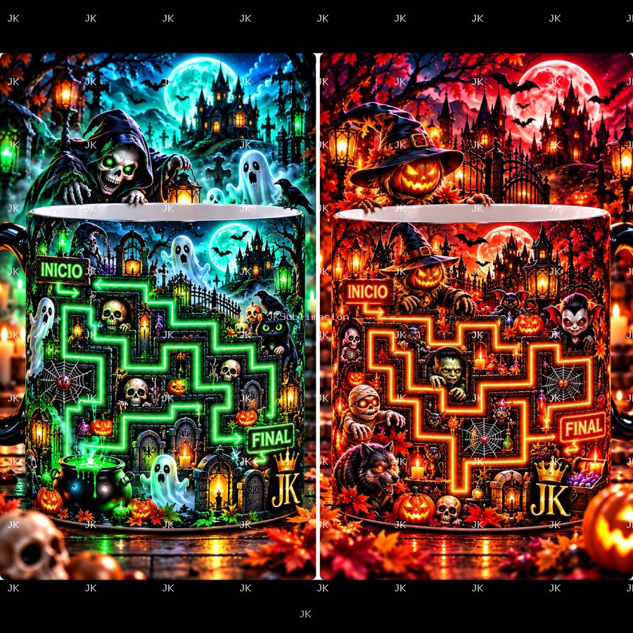 Pack de 2 Laberintos Halloween para Taza 11 oz – 300 DPI