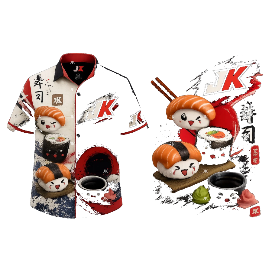 Diseño Digital 3D JK Sushi Kawaii Japonés para Camisa