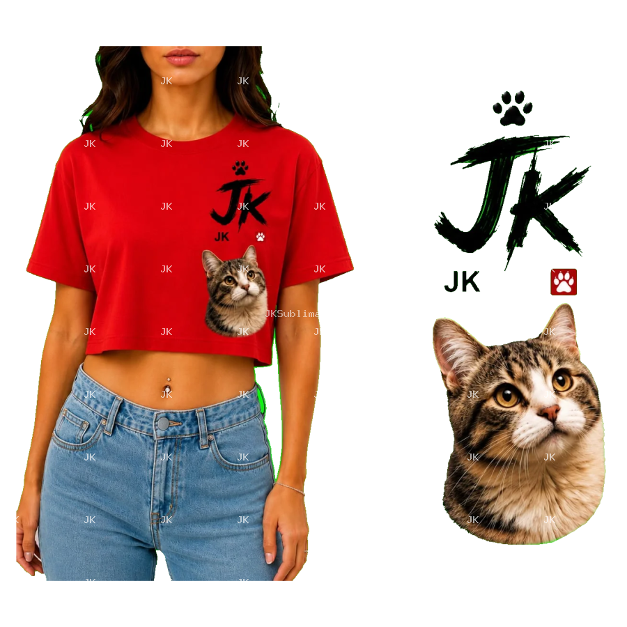 Diseño Digital JK de Gato para Blusa de Mujer – Sublimación y DTF