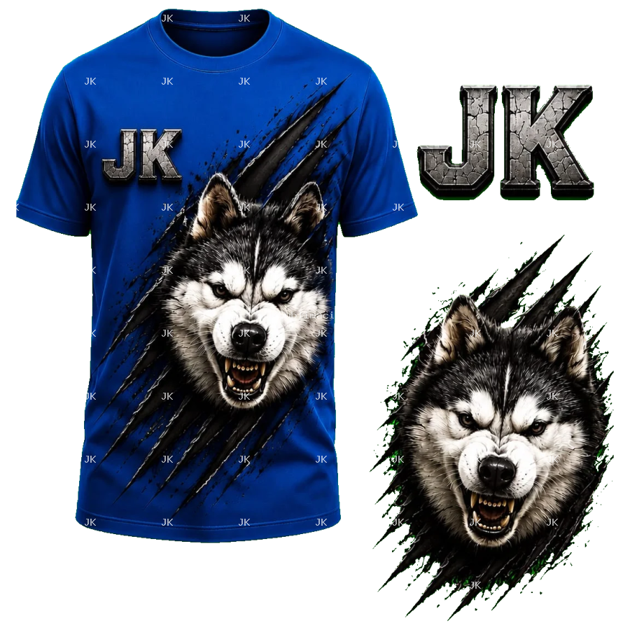 Diseño Digital JK Husky 3D para Camisa de Hombre