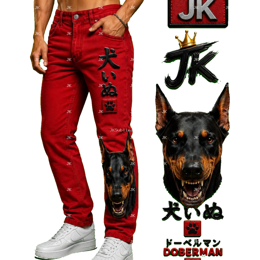 Diseño Digital JK Doberman 3D para Pantalón de Hombre