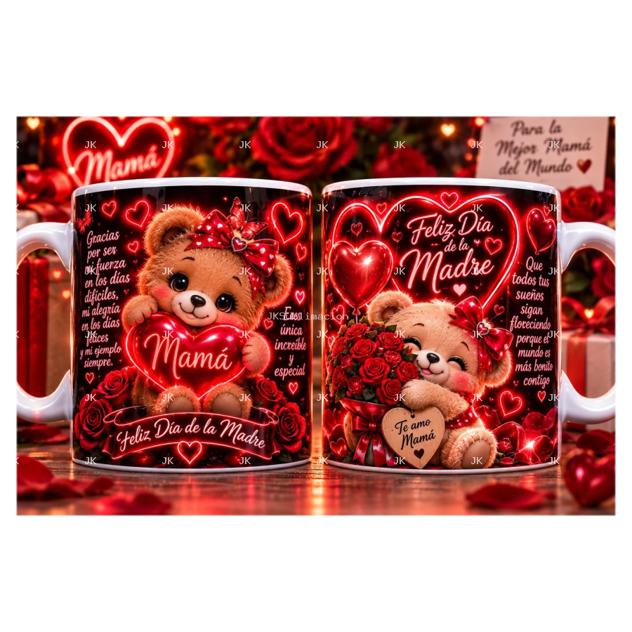 Pack de 2 Diseños Digitales JK Día de la Madre para Taza 11 oz – Mamá, Mariposas y Rosas – 2460 × 1110 px – 300 DPI