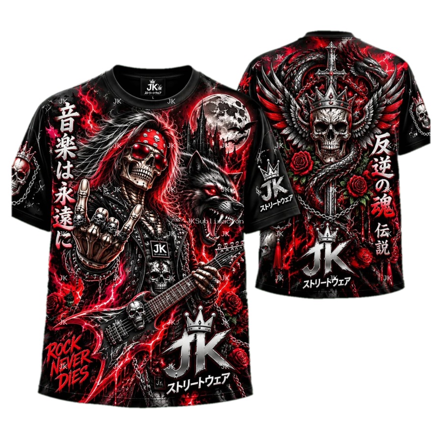 Camisa para Hombre – Guerrero Samurai Infernal JK con Letras Japonesas