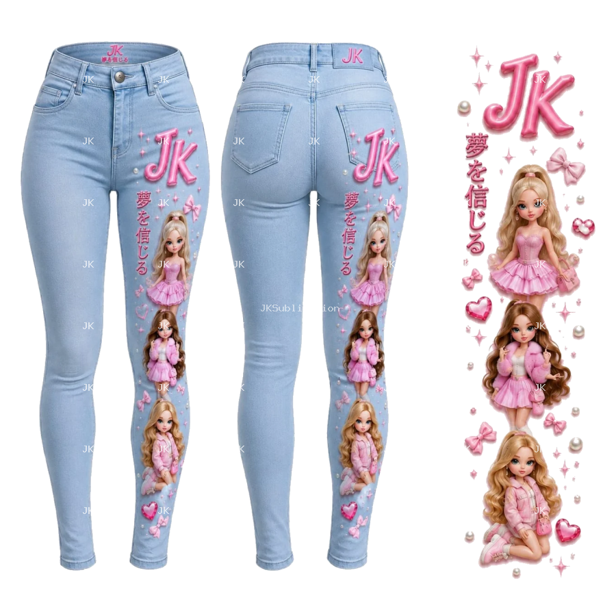 Diseño Digital JK Muñecas Rosadas para Pantalón de Mujer