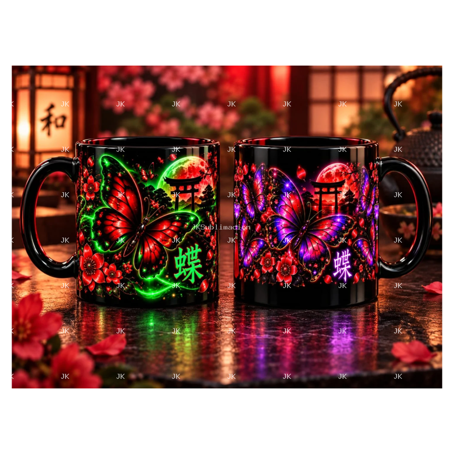 Dos imágenes digitales de mariposas para tazas de 11 oz — JK