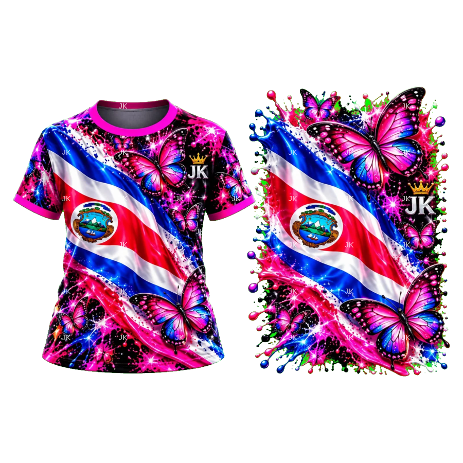 Camisa Infantil Costa Rica Mariposas JK | Diseño Digital 4500x5400