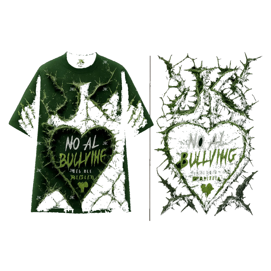 Diseño Digital JK No al Bullying con Corazón de Espinas para Camisa de Hombre