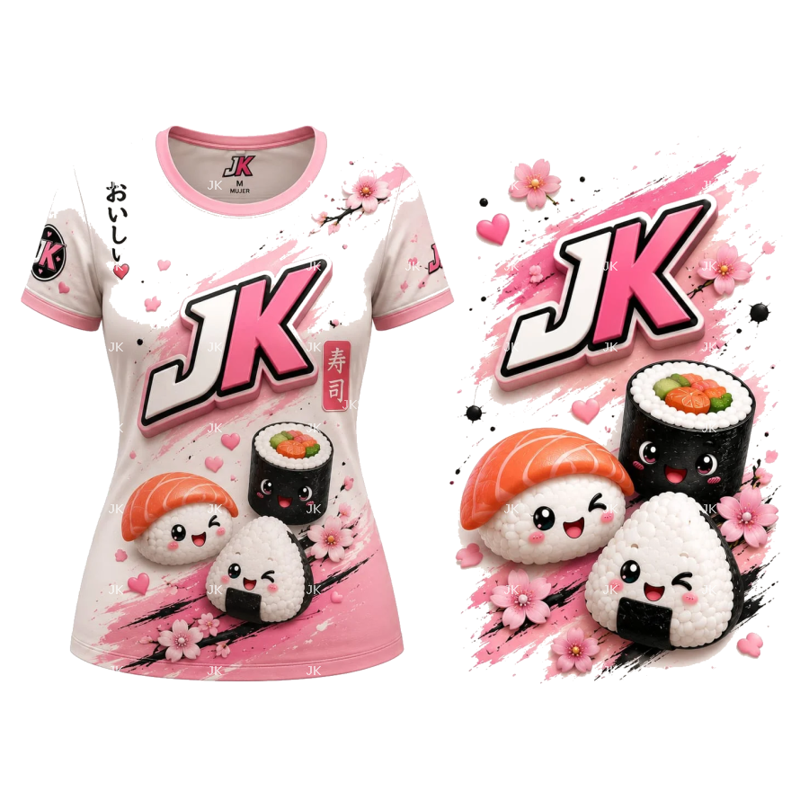 Diseño Digital JK Sushi Kawaii Rosa – Ropa de Niña