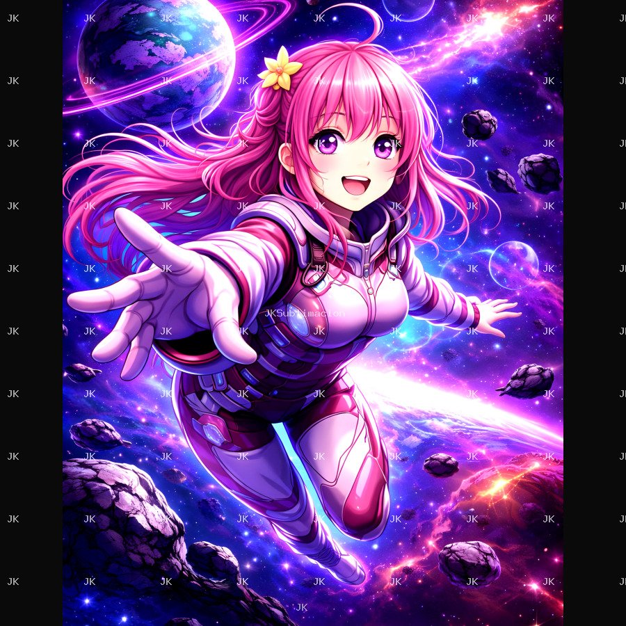 CHICA ANIME ESPACIAL 3D HD FULL CÓSMICO VERTICAL 4500x5400