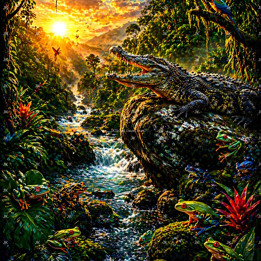 Cocodrilo Tropical en Río Selvático – 4500x5400