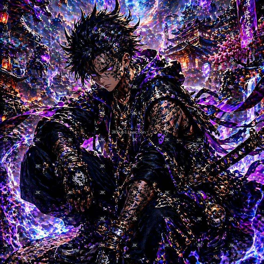 Guerrero Anime Épico con Energía Mística – 4500x5400