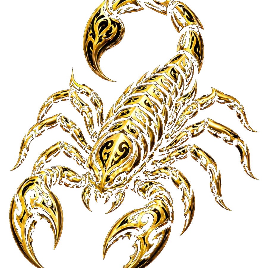 Escorpión Tribal Dorado 4500x5400 | Diseño Sublimación HD PNG Transparente