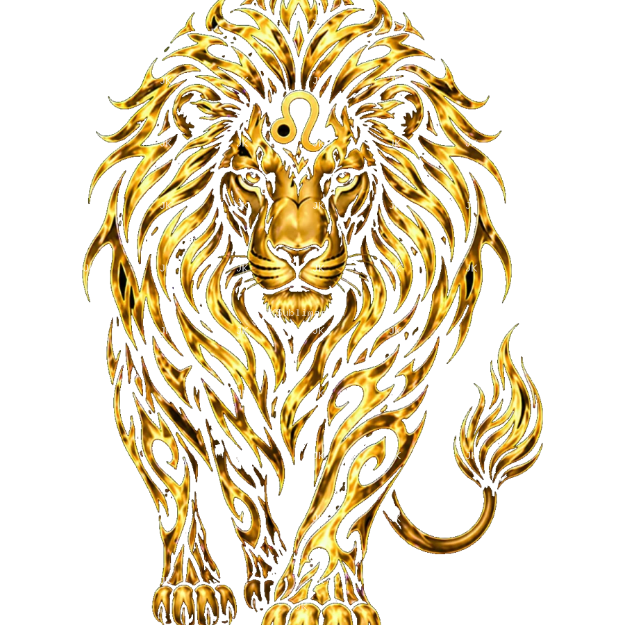 Leo Tribal Dorado 4500x5400 | Diseño Sublimación HD PNG Transparente