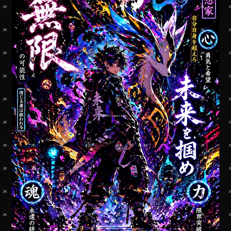 Guerrero Manga Neón 4K | Diseño Sublimación 4500x5400