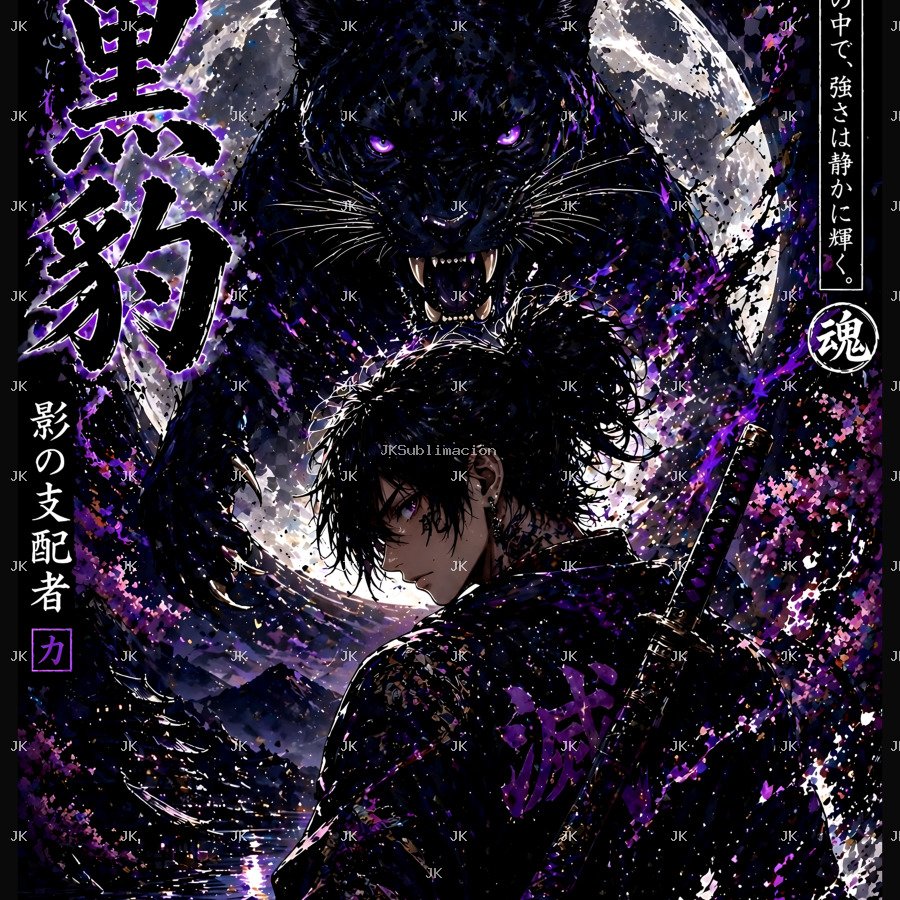 Lobo en la Luna Estilo Manga 4K | Diseño Sublimación 4500x5400