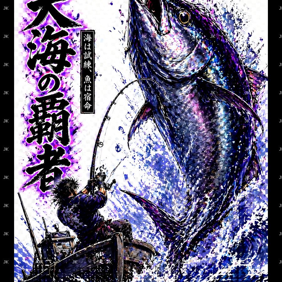 Hombre Anime con Pez Koi – Diseño Japonés Energía Acuática 4500x5400 PNG Transparente para Sublimación
