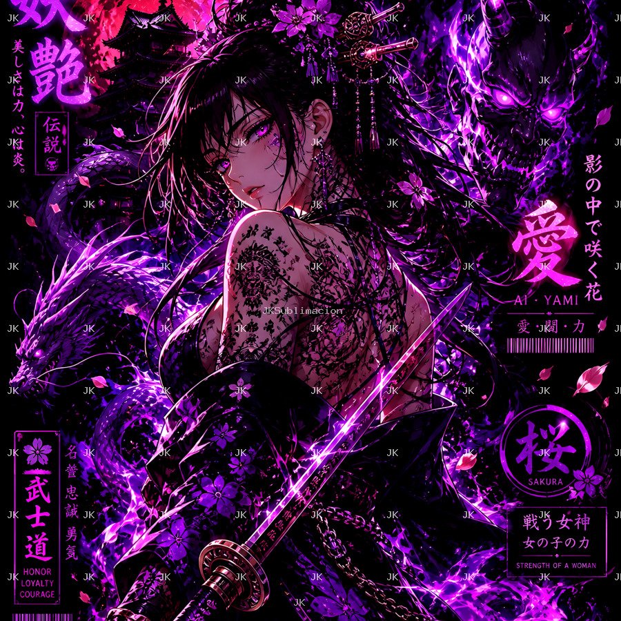 Samurái Sakura Neón ⚔️🌸