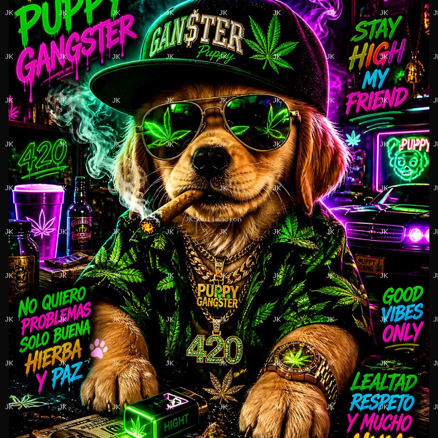 JK Neon Street Dog Premium 3D Japón