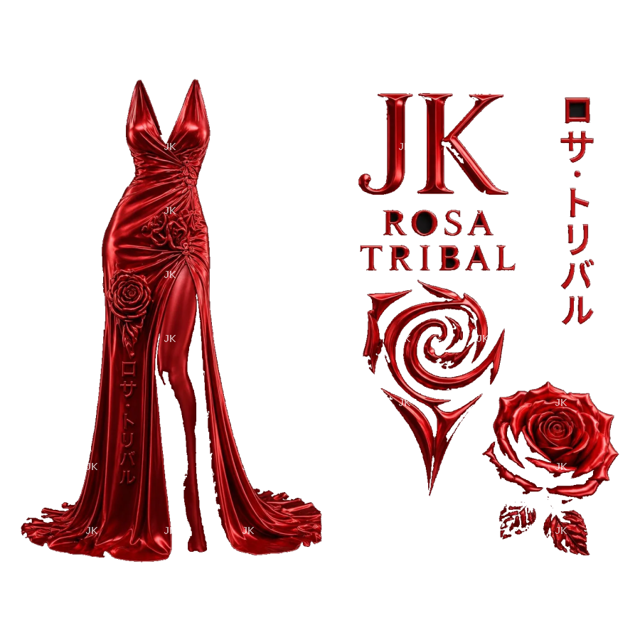 JK Elegant Red Dress – PNG Transparente 4500x5400 | Diseño 3D HD para Sublimación Mujer