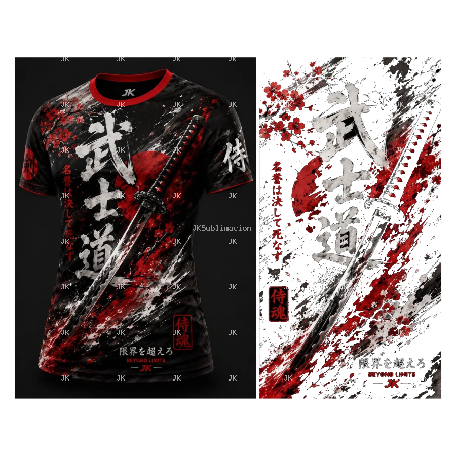 Camisa Hombre Espada Samurai JK – Diseño Japonés Anime PNG Transparente 4500x5400