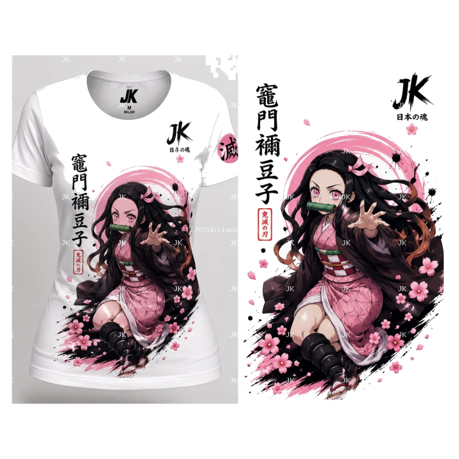 Camisa Mujer Anime JK Rosa 3D | Diseño Japonés Elegante PNG