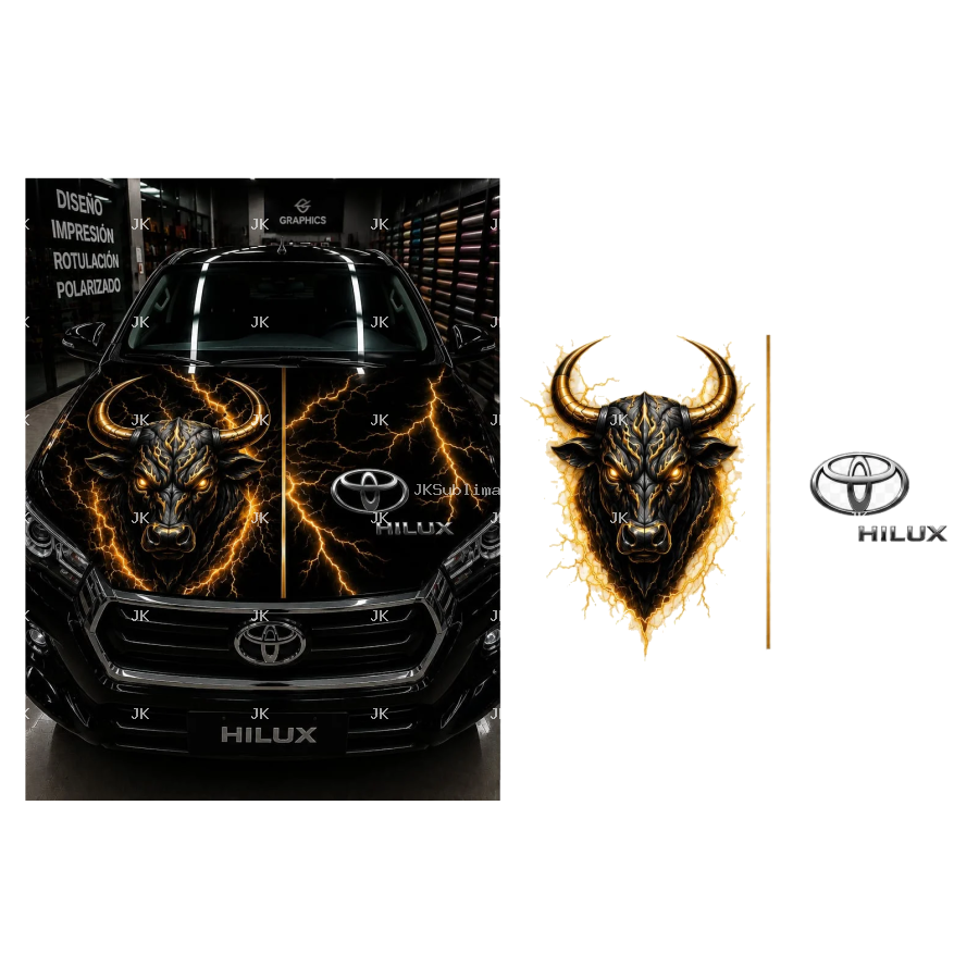 JK Thunder Bull Hilux Car Hood Wrap 4500x5400