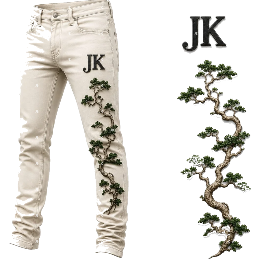 Diseño para Sublimación – Pantalón JK Blanco Bonsái Japonés Premium | 4500x5400 px