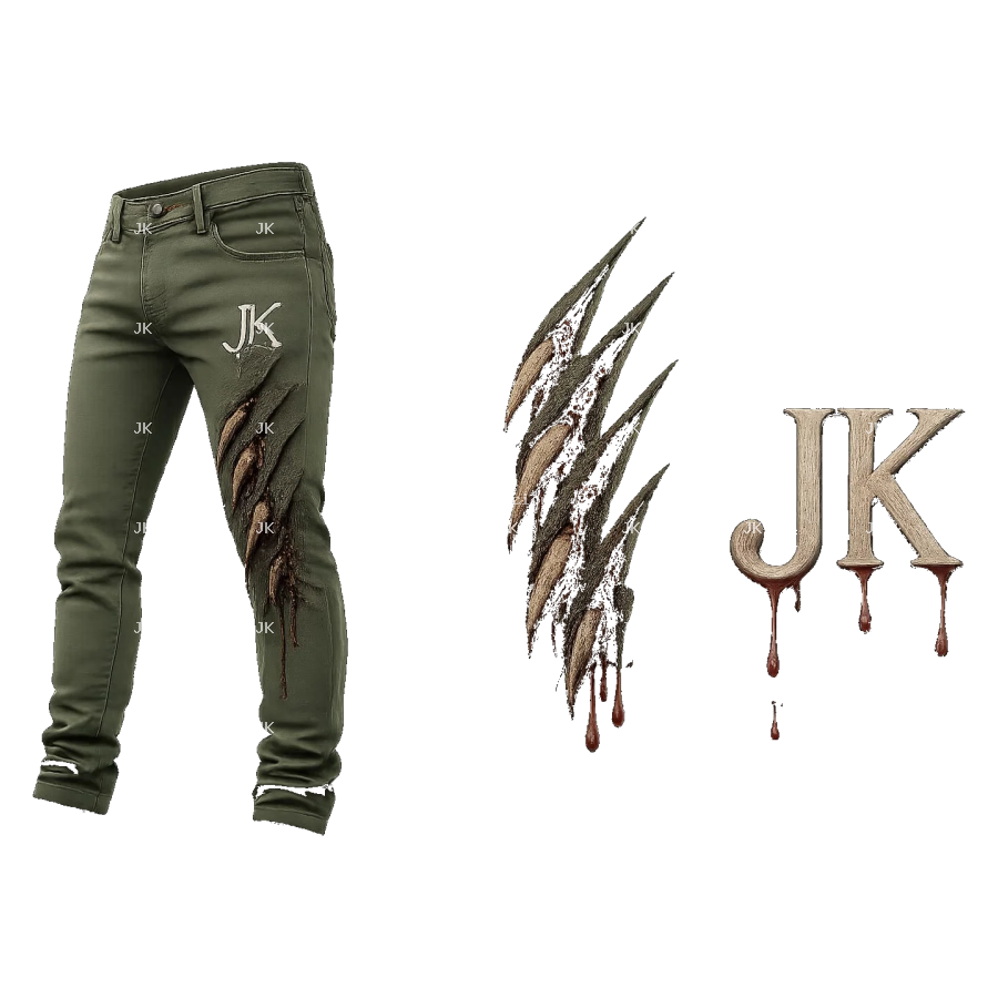 Diseño para Sublimación – Pantalón JK Crema con Garras Salvajes Premium | 4500x5400 px