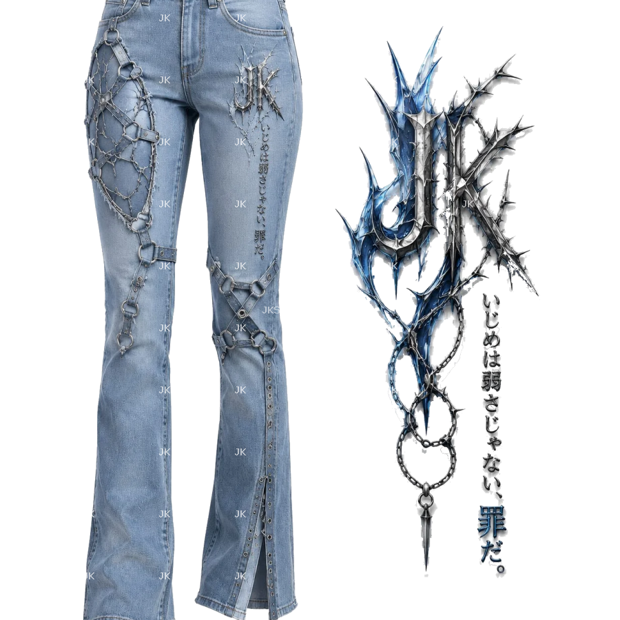 Pantalón de Mujer JK Ice Dragon – Mezclilla Celeste Premium 3D