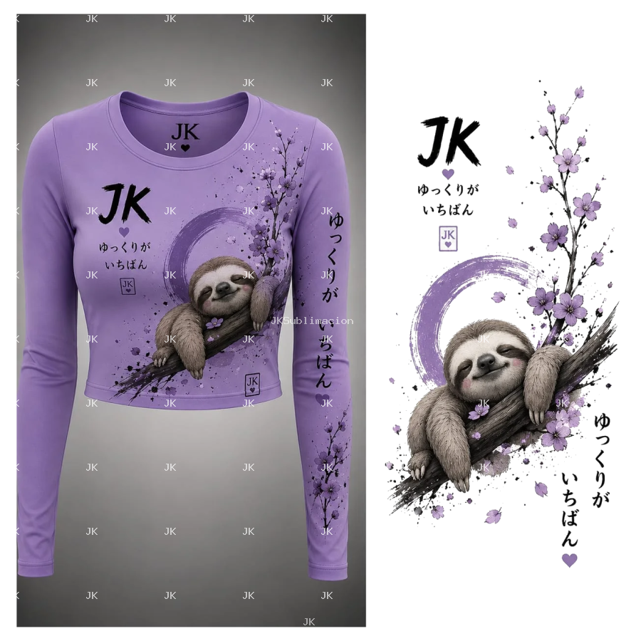 Blusa de Mujer JK Oso Perezoso Sakura – Edición Lavender Dream 3D