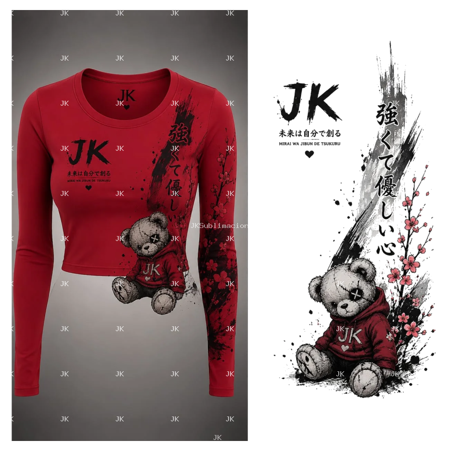 Blusa Corta JK Teddy Sakura – Edición Sweet Harmony 3D