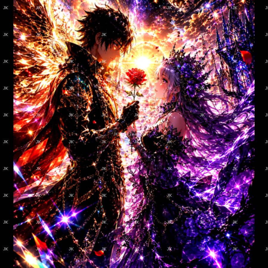JK Eternal Rose Love – Cuadro Anime Fantasía Premium HD 4500x5400