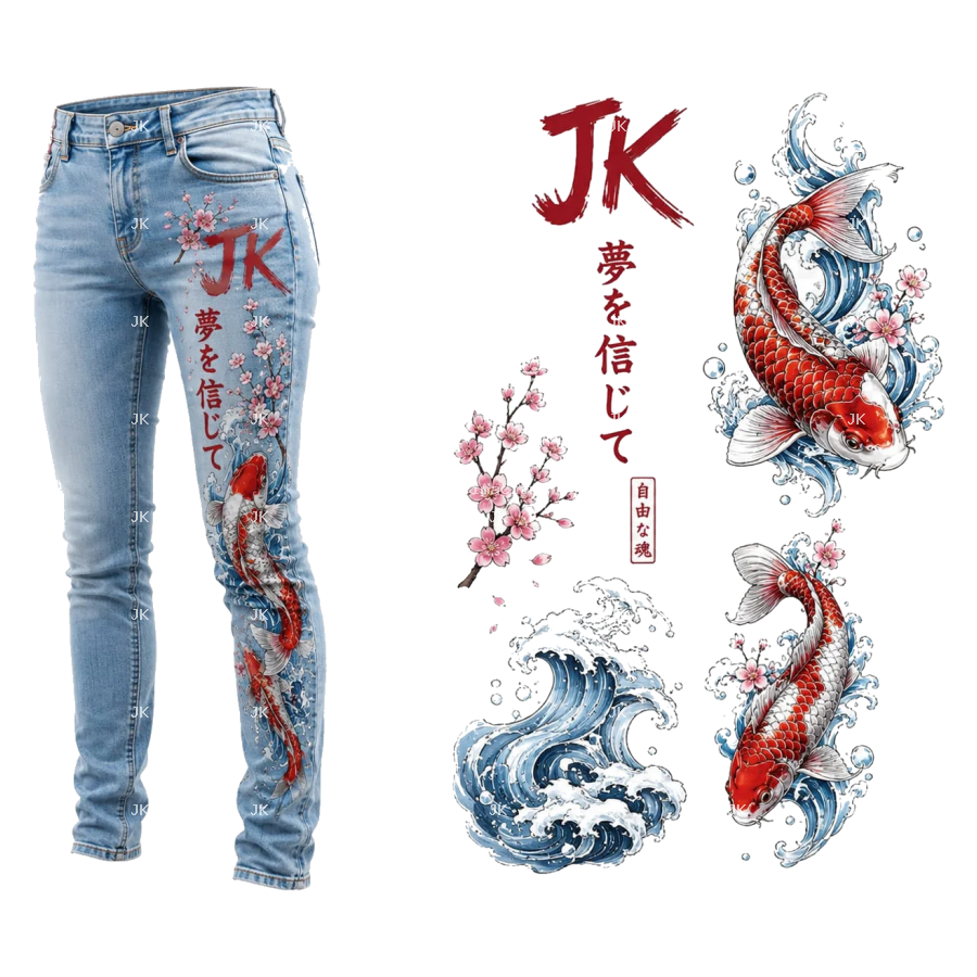 JK Koi Sakura Premium Jeans Design – 4500x5400