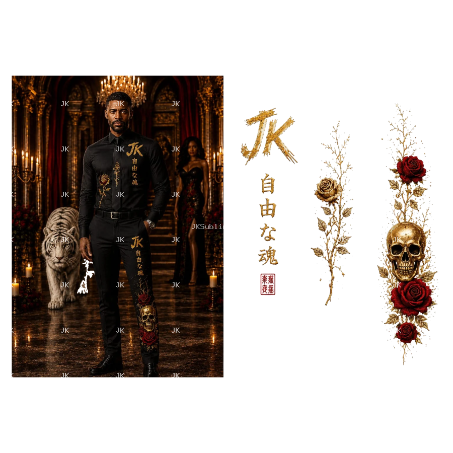 JK Golden Skull Rose Premium Design – 4500x5400
