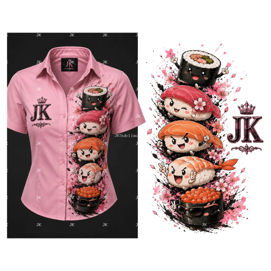 JK Sushi Kawaii Sakura – Blusa Rosada para Mujer – 4500x5400