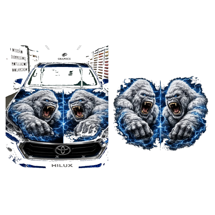 Gorilas Blancos Eléctricos – Diseño para Tapa de Toyota Hilux – 4500x5400