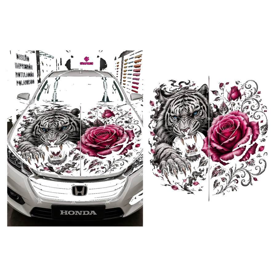 Tigre Blanco y Rosa Imperial – Diseño para Tapa de Honda – 4500x5400