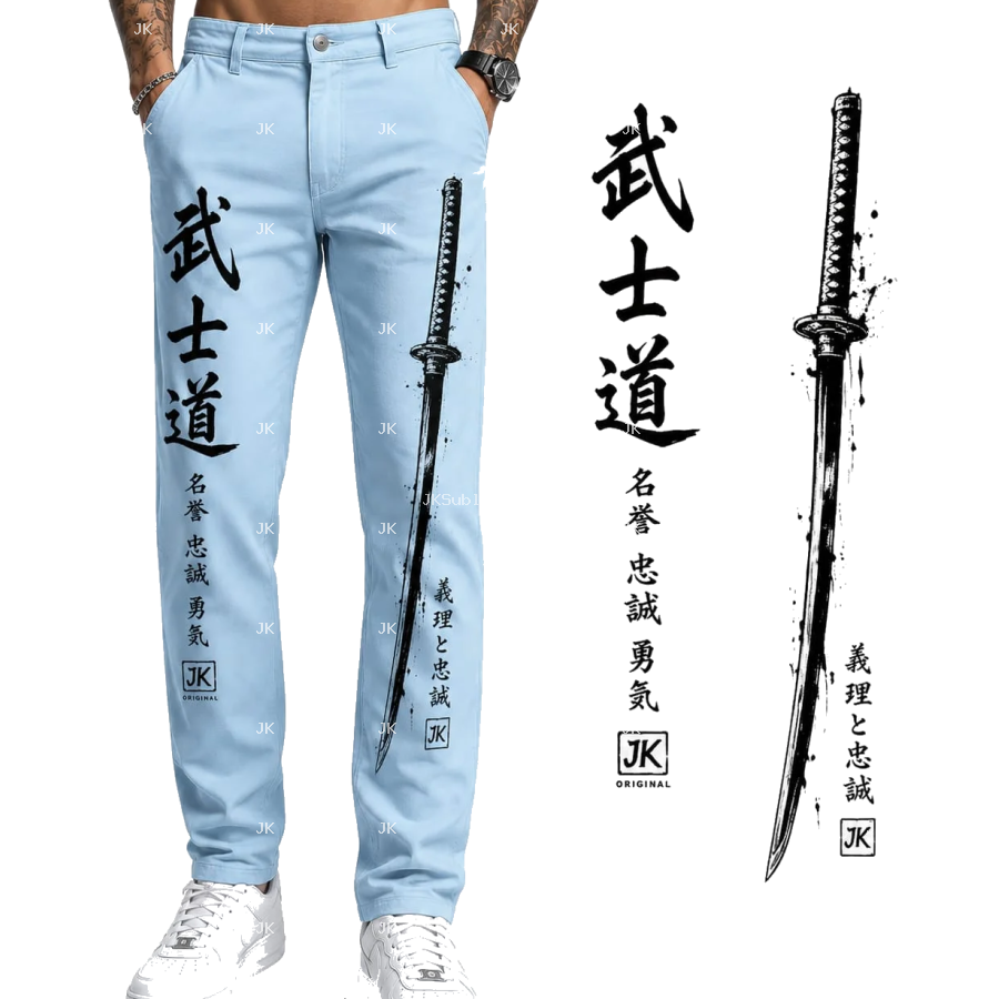 Diseño Digital Premium Katana Samurai Japonés JK para Pantalón de Hombre