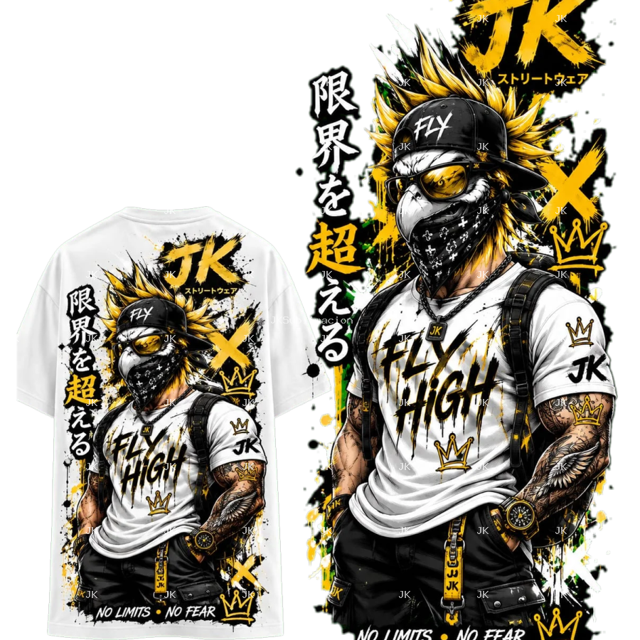 Camisa para Hombre – Street Fly High JK con Letras Japonesas