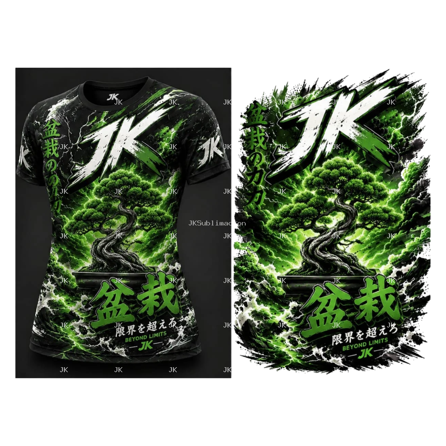 Diseño Digital JK Bonsái Japonés Verde – para Camisa de Hombre