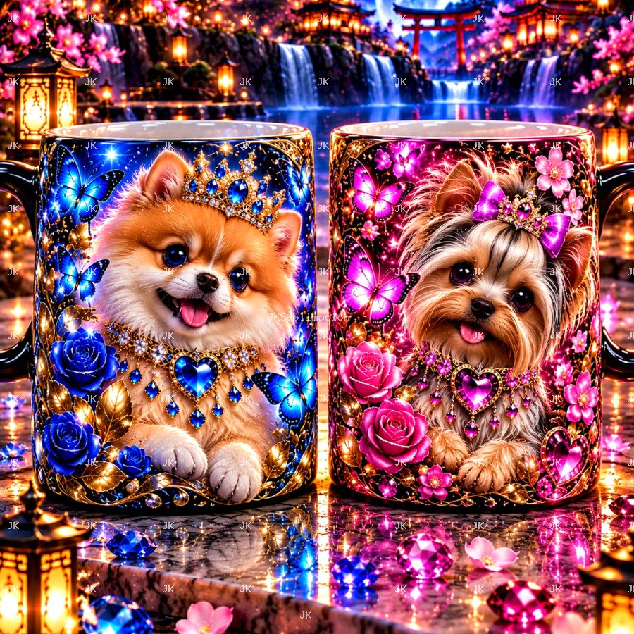 Pack de 2 Diseños Perros Finos para Taza 11 oz – 300 DPI