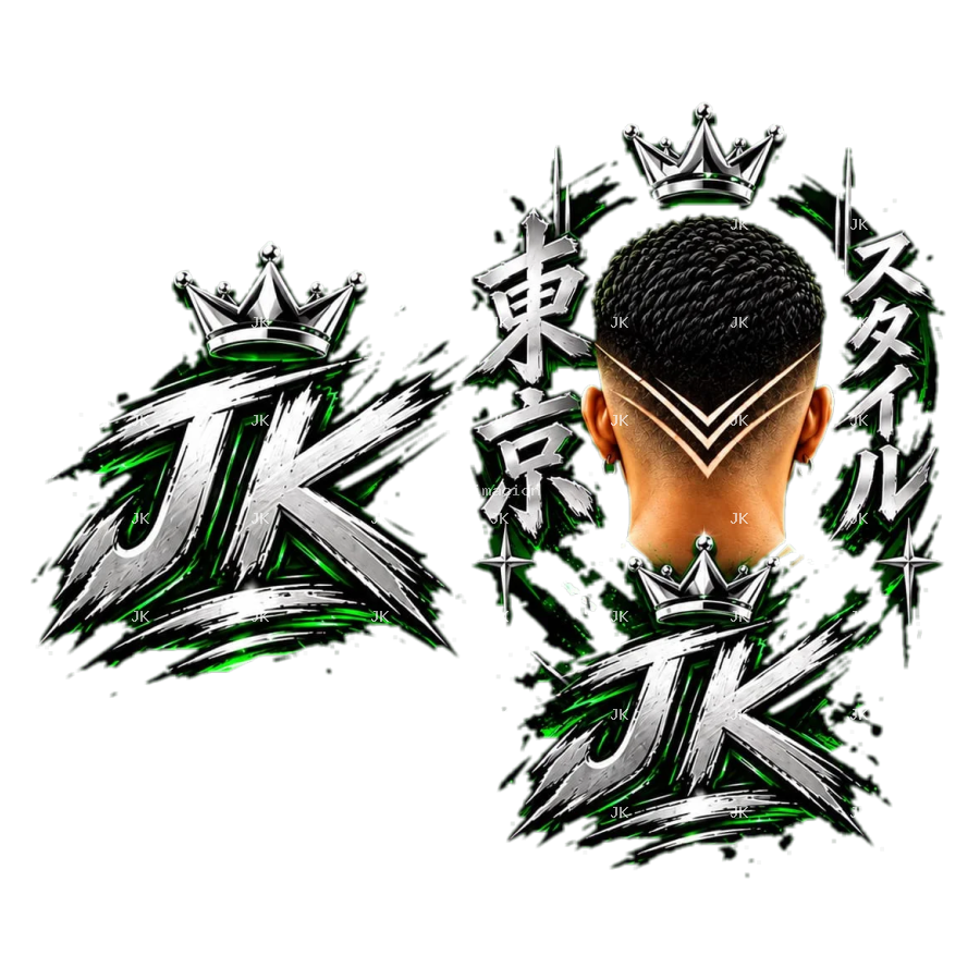 Diseño digital original JK para camisa de hombre — Corte degradado en V estilo Barber