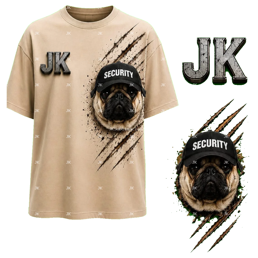 Diseño Digital JK Perro Security 3D para Camisa de Hombre