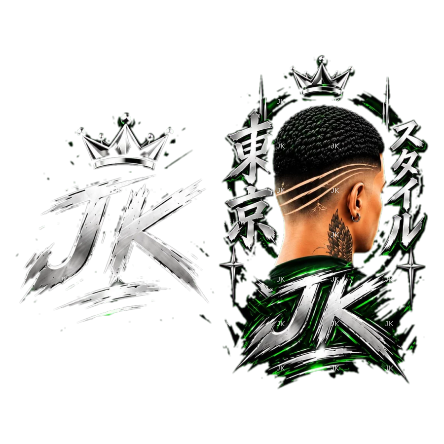 Diseño digital original JK para camisa de hombre — Corte degradado con líneas triples estilo Barber