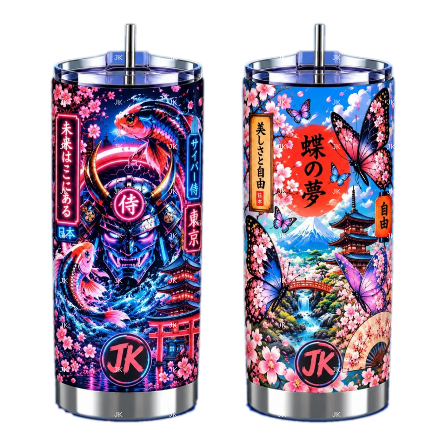 Pack de 2 Diseños Digitales Japoneses para Vaso Skinny 30 oz | PNG 300 DPI | Sublimación