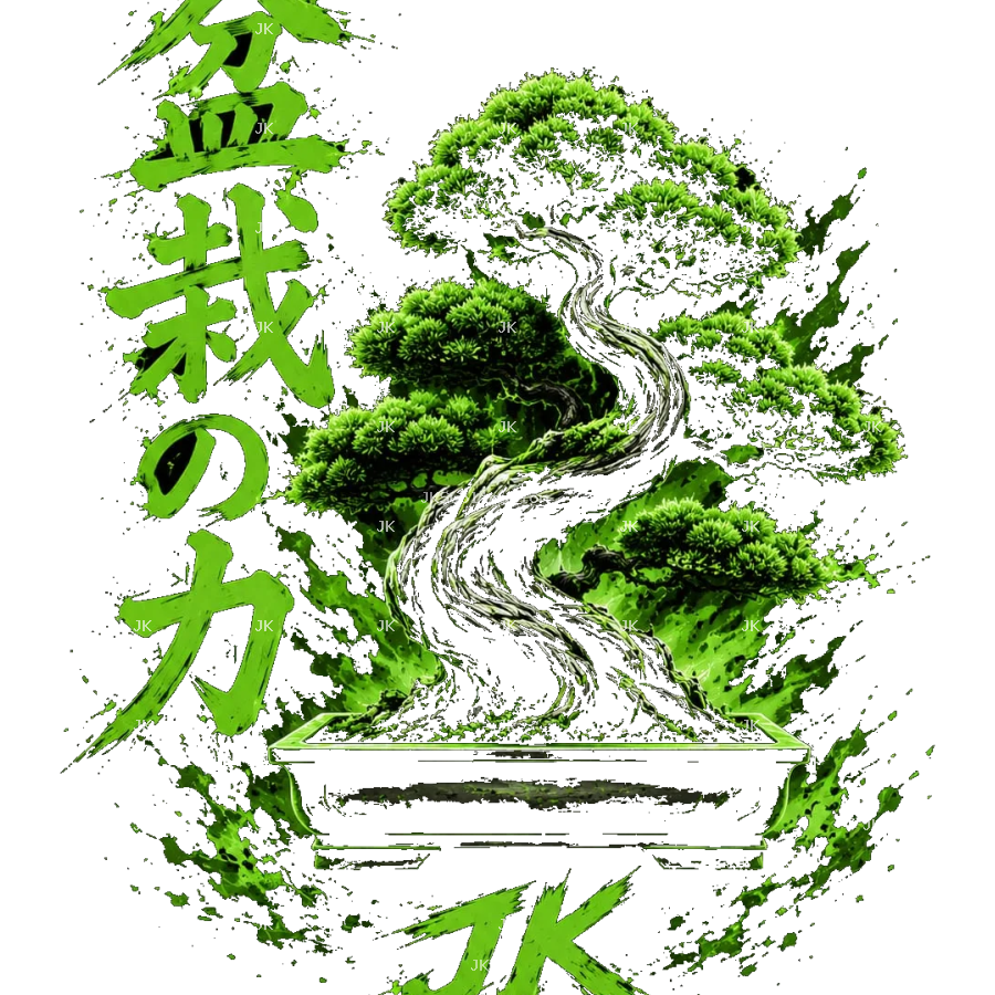 Diseño Digital JK Bonsái Japonés Verde – para Camisa o Pantalón
