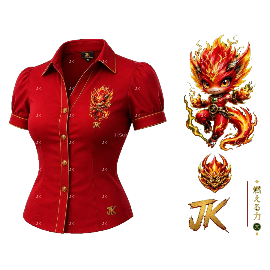 Diseño Digital Premium Criatura de Fuego 3D JK para Blusa de Mujer