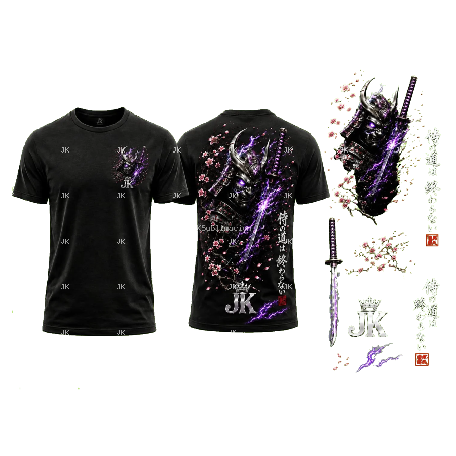 Diseño Digital Samurái Japonés Morado JK para Camisa de Hombre