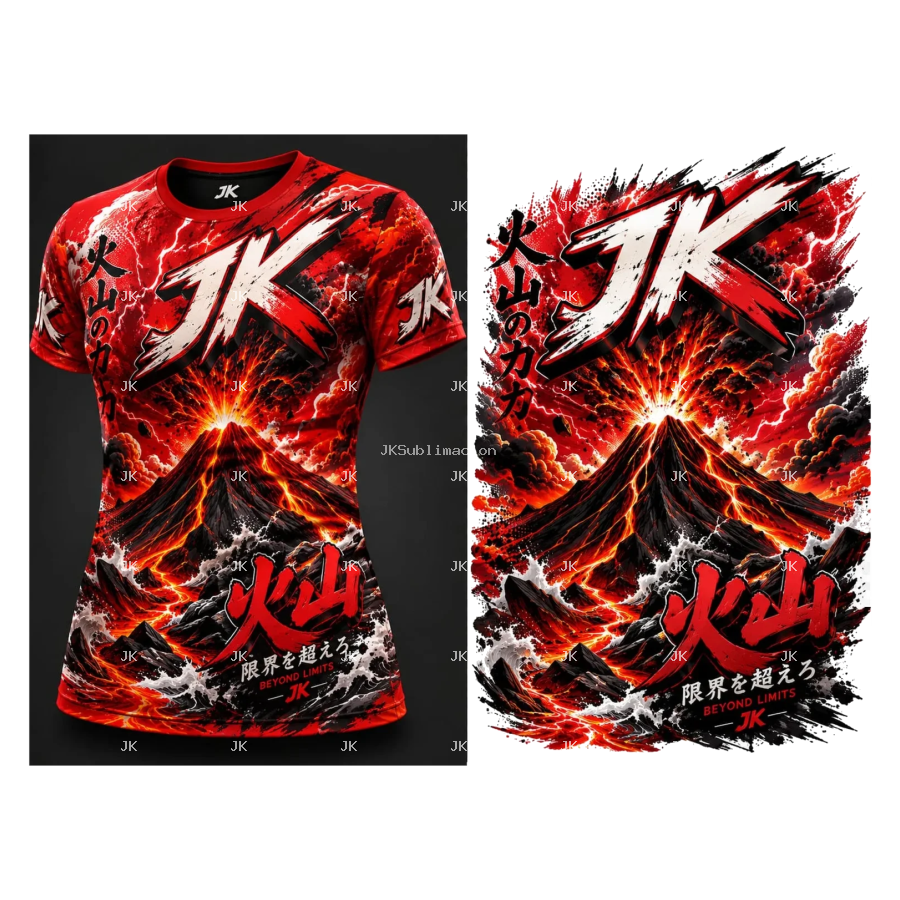 Diseño Digital JK Volcán de Fuego Japonés – para Camisa de Hombre