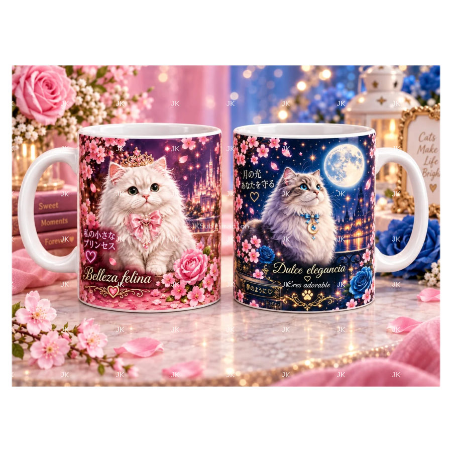 Dos imágenes digitales de gatos para tazas de 11 oz — JK